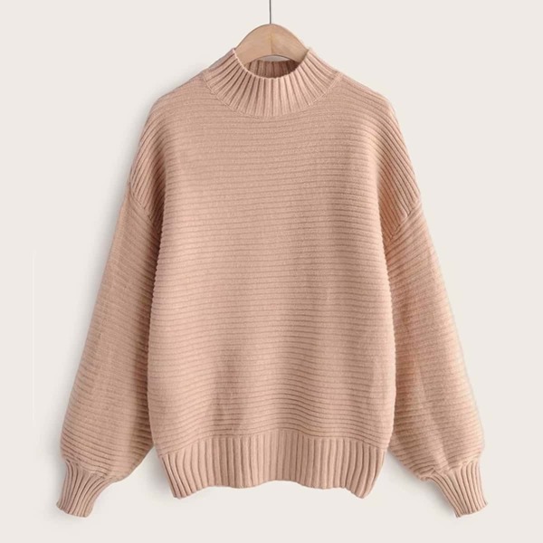 

Drop Shoulder Mock Neck Solid Jumper