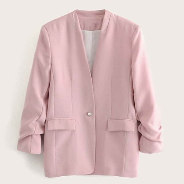 

Single Button Front Flap Pocket Blazer