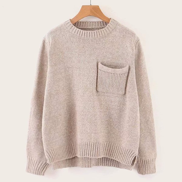 High Low Pocket Side Split Sweater