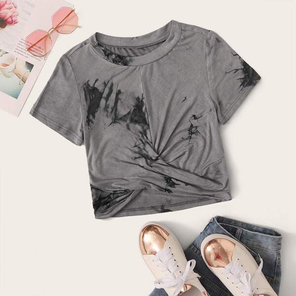 

Tie Dye Twist Front Tee