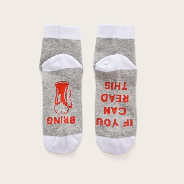 

Men Slogan Pattern Socks 1pair