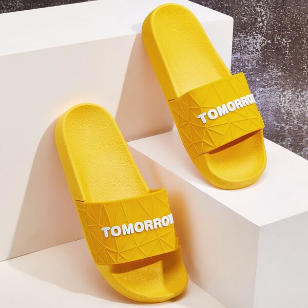 

Men Letter Decor Open Toe Sliders