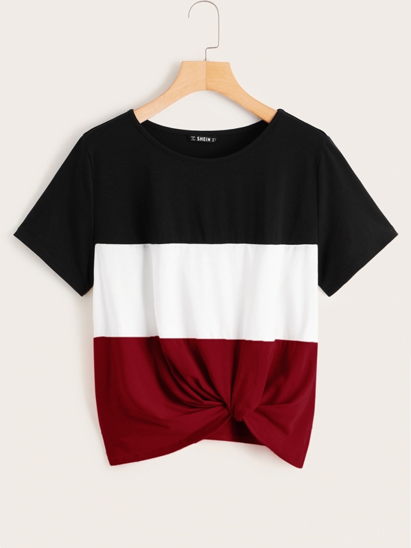 

Colorblock Twist Hem Top, Multicolor
