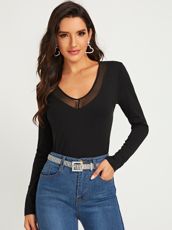 

Mesh Insert Solid Top, Black, Juliana