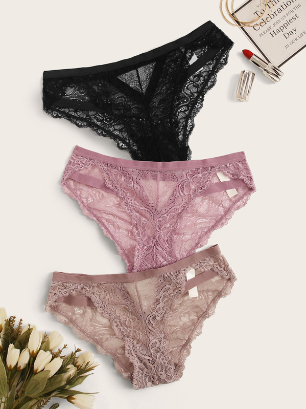 

Floral Lace Panty Set 3pack, Multicolor