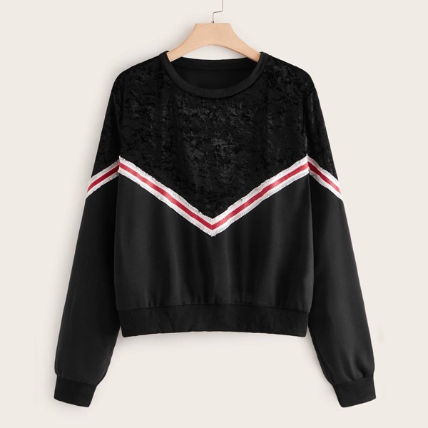 

Plus Contrast Velvet Tape Sweatshirt