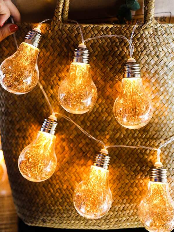 

10pcs Copper Wire Bulb String Light 1.5M, Gold