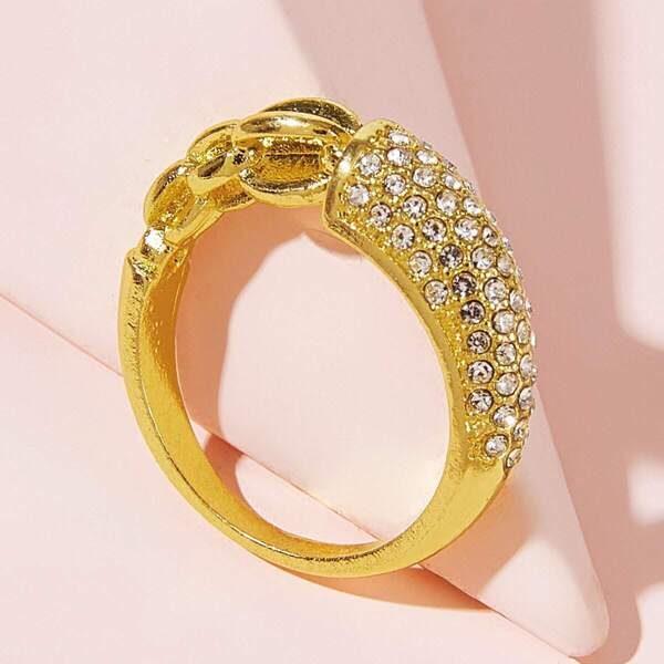 

Rhinestone Decor Ring 1pc, Gold