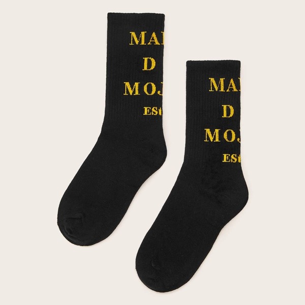 

Slogan Pattern Socks 1pair