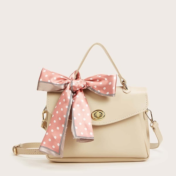 

Twilly Scarf Decor Twist Lock Satchel Bag
