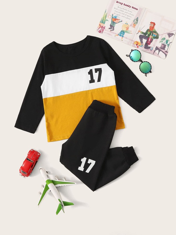 

Toddler Boys Cut And Sew Tee With Sweatpants, Multicolor