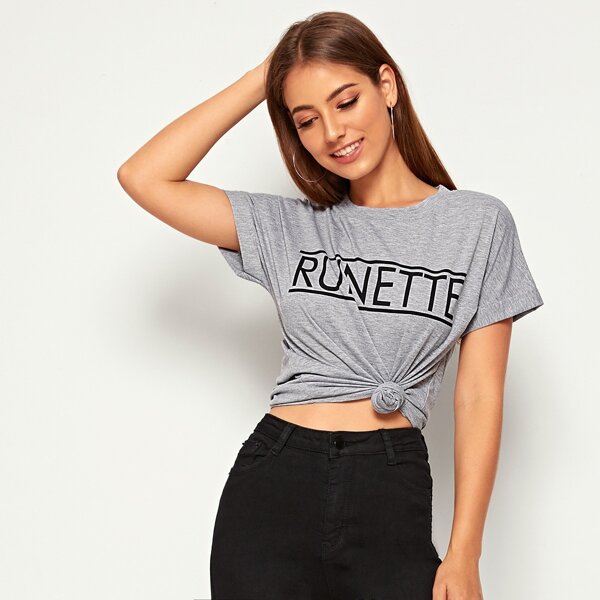 

Letter Print Short Sleeve Tee