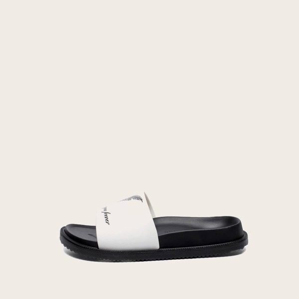 

Men Feather Print Open Toe Sliders