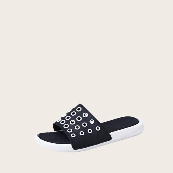 

Men Eyelet Decor Open Toe Sliders
