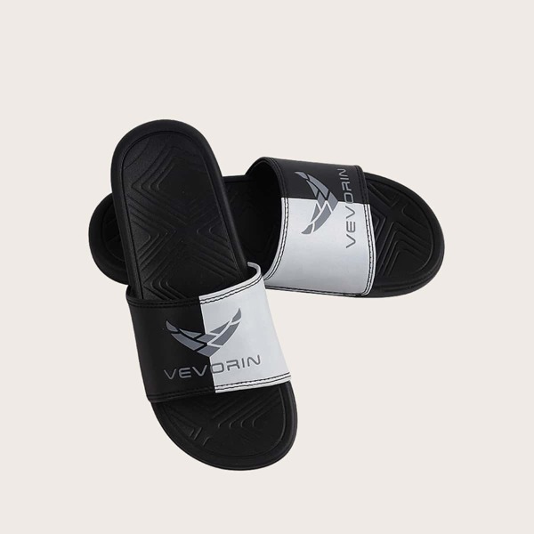 

Men Letter Print Open Toe Sliders