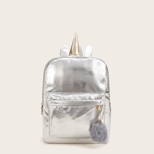 

Pom Pom Decor Metallic Backpack