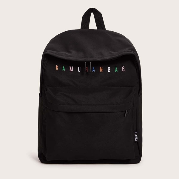 

Letter Embroidered Pocket Front Backpack