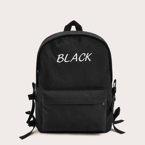 

Letter Embroidered Pocket Front Backpack