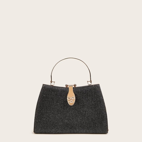 

Rhinestone Detail Clip Top Clutch Bag