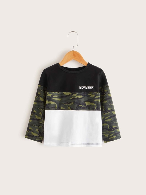 

Toddler Boys Cut And Sew Letter Print Tee, Multicolor