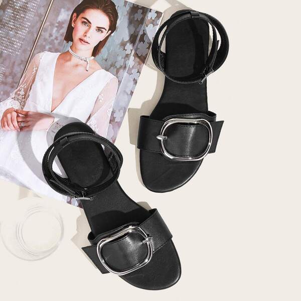 

Buckle Decor Ankle Strap Sandals