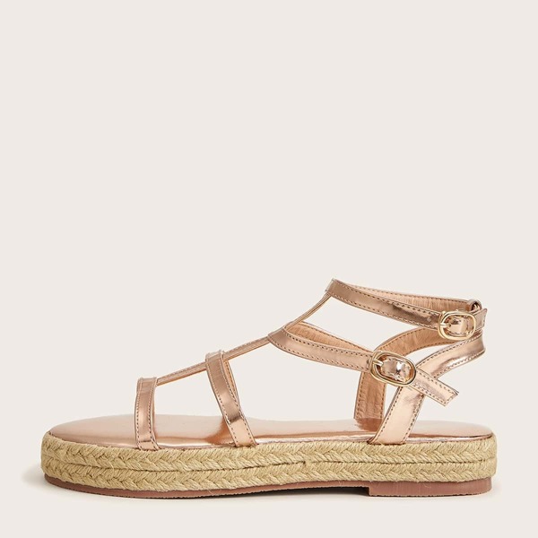 

Metallic Ankle Strap Espadrille Sandals