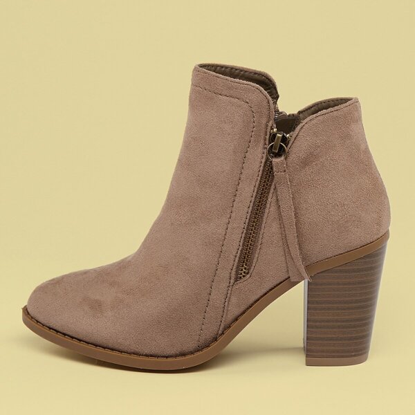 

Almond Toe High Shaft Block Heel Ankle Boots, Camel