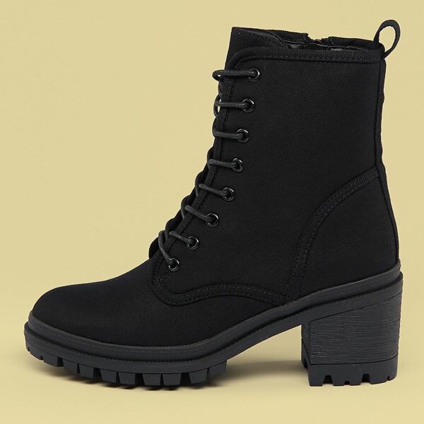 

Lace Front Lug Sole Chunky Heel Boots