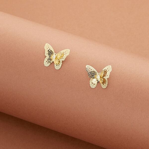 

Stud Back Crystal Detail Butterfly Earrings