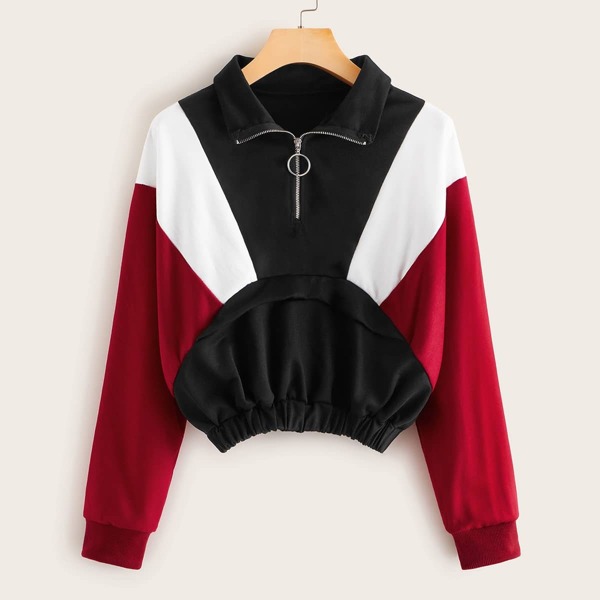 

Color-block Half Zip Sweatshirt, Multicolor