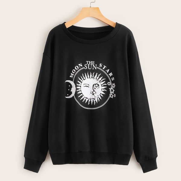 

Celestial Bodies & Letter Print Sweatshirt
