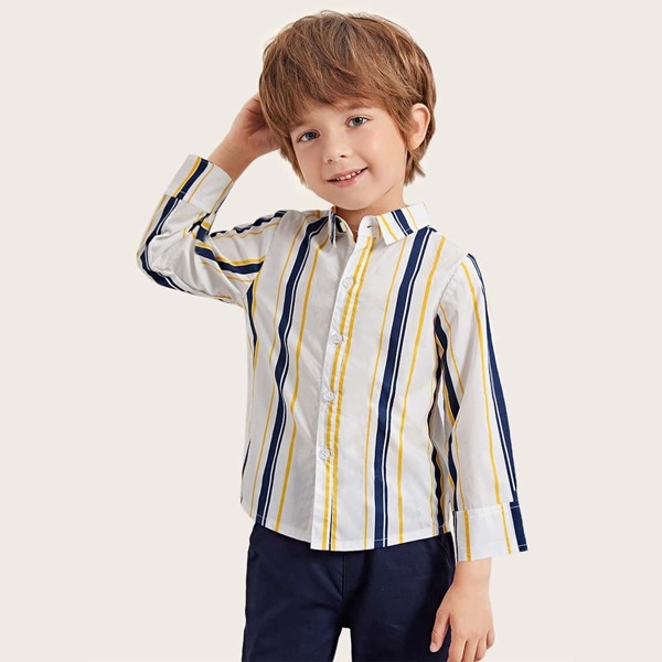 

Toddler Boys Vertical-striped Button Through Shirt