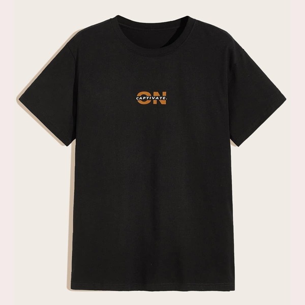 

Men Drop Shoulder Letter Print Tee