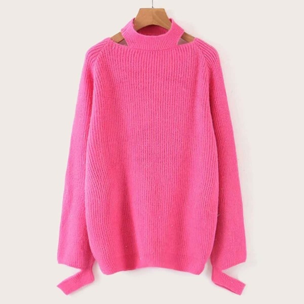 

Cut Out Raglan Sleeve Solid Sweater