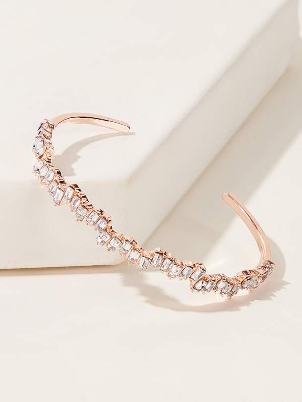 

Rhinestone Engraved Cuff Bracelet 1pc, Gold