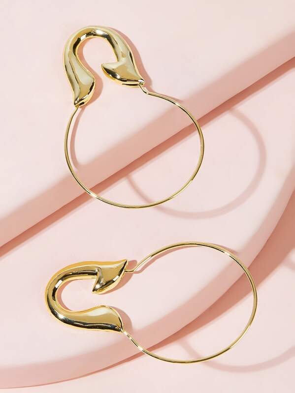 

U Hoop Earrings 1pair, Gold