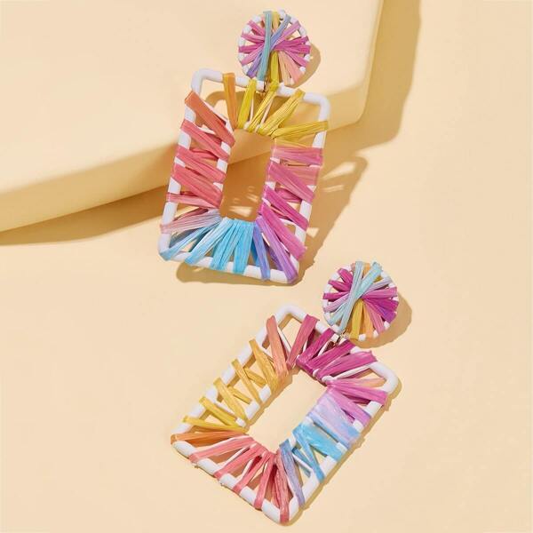 

Braided Open Rectangle Drop Earrings 1pair