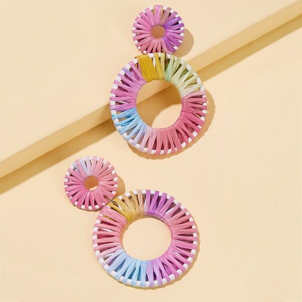 

Braided Open Round Drop Earrings 1pair, Multicolor