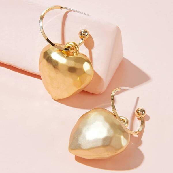 

Textured Heart Drop Earrings 1pair