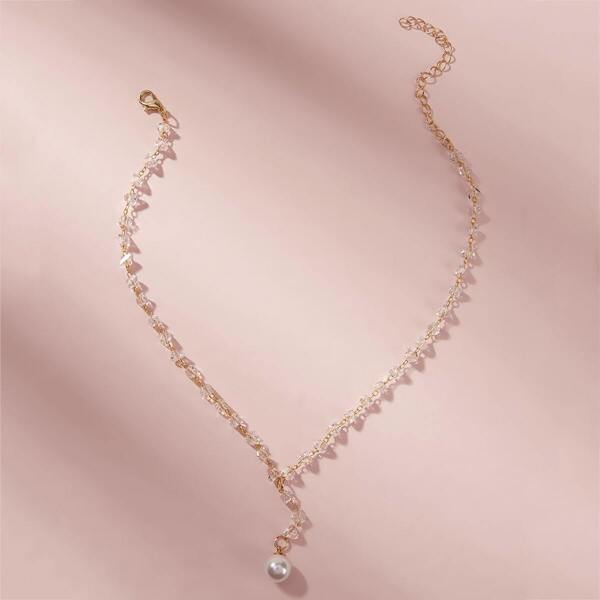 

Faux Pearl Charm Necklace 1pc