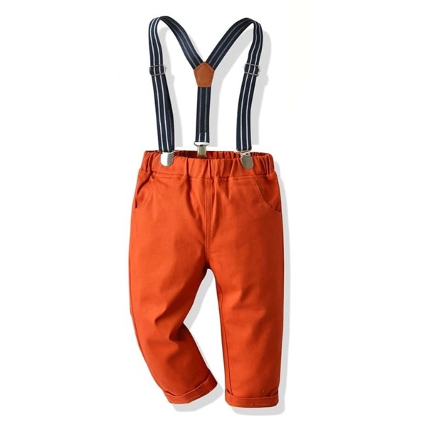 

Toddler Boys Elastic Waist Straight Pants With Straps