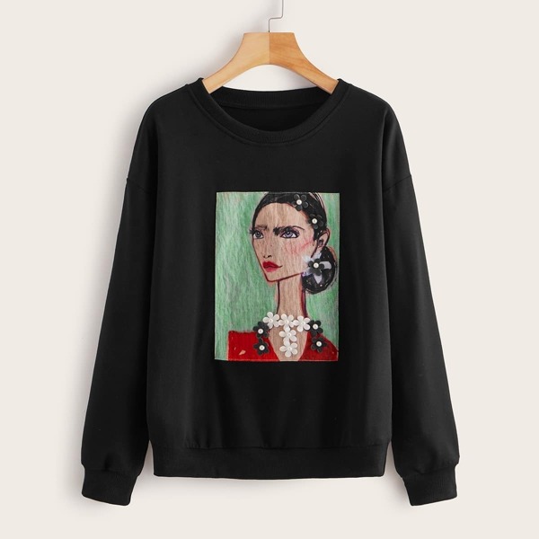 

Figure Patch Appliques Detail Sweatshirt