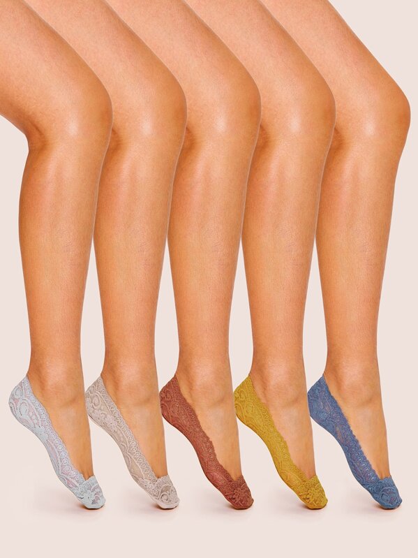 

Lace Invisible Socks 5pairs, Multicolor