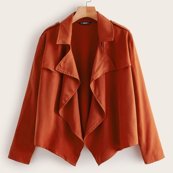

Waterfall Collar Solid Jacket, Red