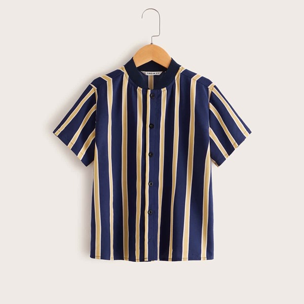 

Boys Button Front Striped Shirt, Multicolor