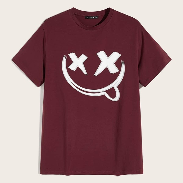 

Men Graphic Print Tee, Burgundy