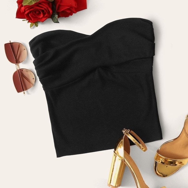 

Cross Wrap Front Sweetheart Neck Bandeau Top