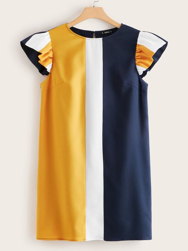 

Plus Ruffle Armhole Colorblock Dress, Multicolor, Marcelle Pallais
