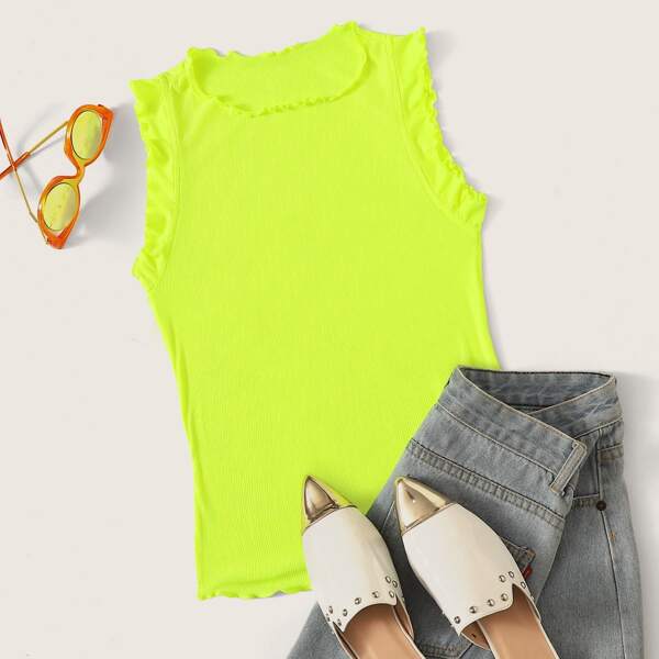 

Neon Lime Lettuce Edge Fitted Top
