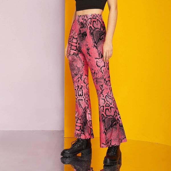

Snakeskin Print Flare Leg Pants